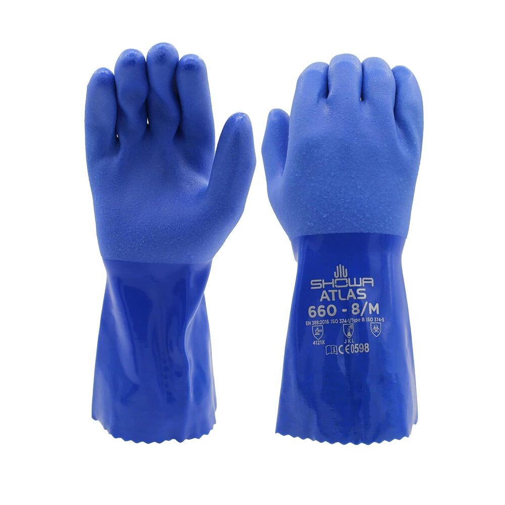 Atlas 660 Triple-Dipped PVC Chemical Resistant Gloves, Heavy-Duty Gloves